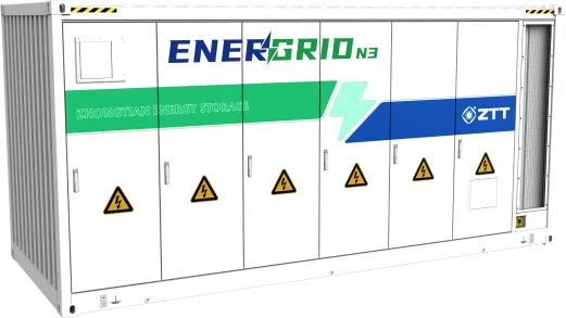Πρόσοψη του ENERGRID N3 με έξι πόρτες πρόσβασης, σήμανση υψηλής τάσης και το λογότυπο ZTT.